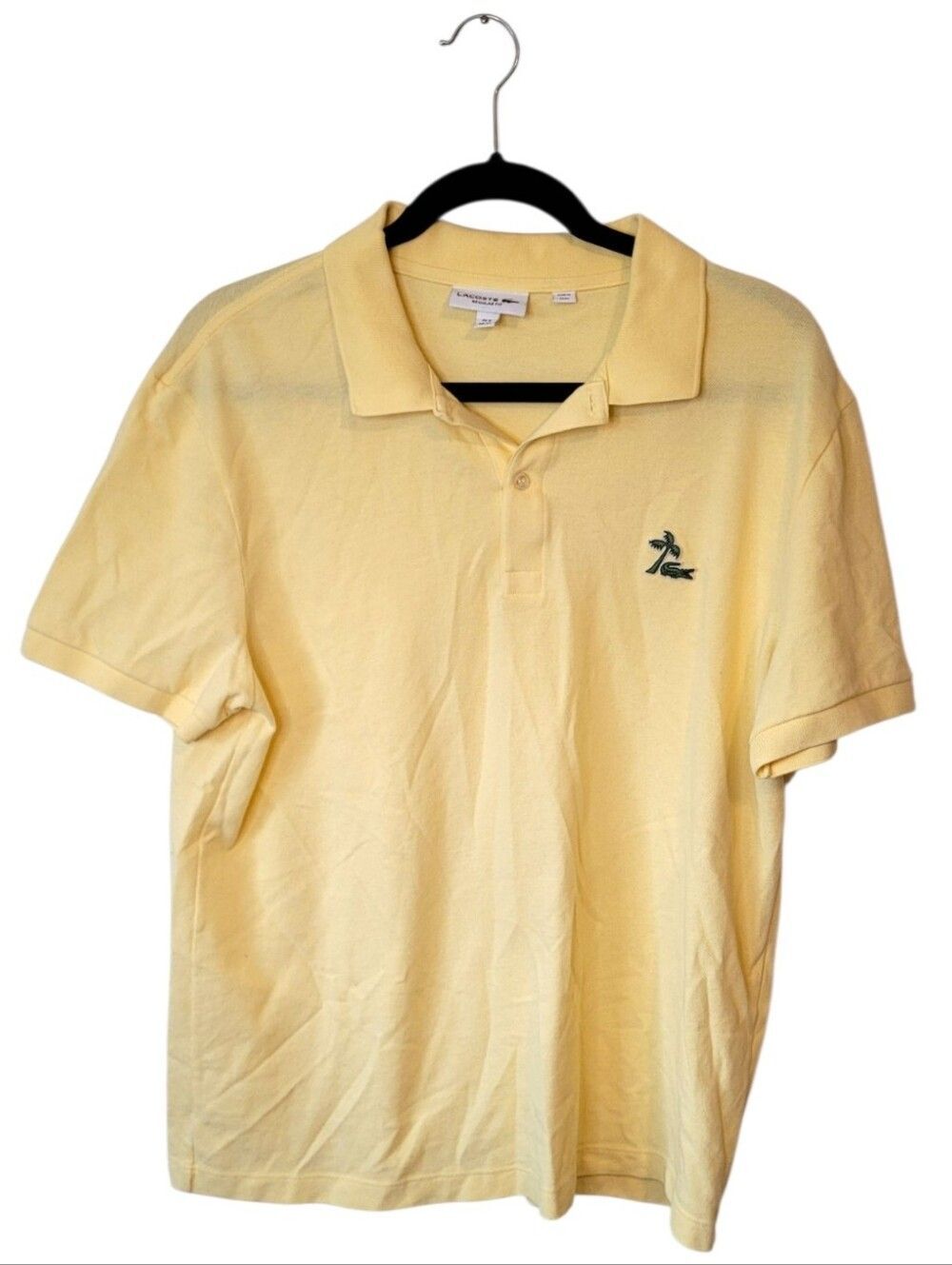Lacoste Pale Yellow Men's Polo with Embroidered Palm Tree Logo Size US XL